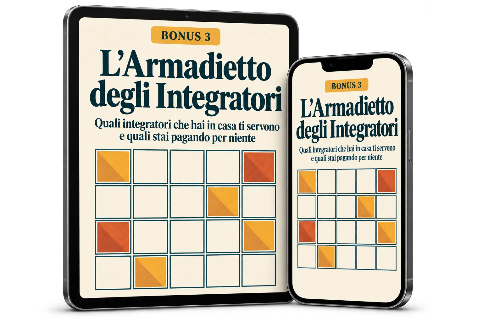 Mockup del bonus L'Armadietto degli Integratori